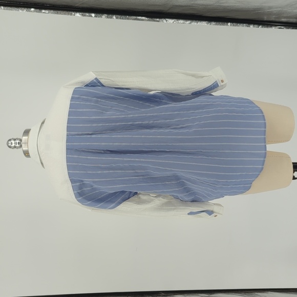 Eighty Twenty 8020 Colorblock Shirt White Blue S Business casual preppy minimal - Picture 2 of 8